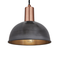 Industville Sleek 8 Inch Dome Ceiling Pendant Light - Pewter & Copper