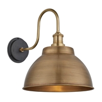Industville Swan Neck 13 Inch Dome IP65 Wall Light - Brass