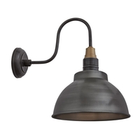 Industville Swan Neck 13 Inch Dome Wall Light - Pewter