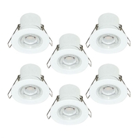 Luceco F-Eco 5W Cool White Dimmable LED Fire Rated Fixed Downlight - White - Pack of 6