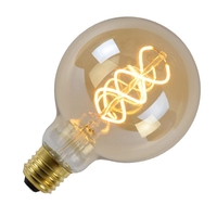 Lucide 4W Very Warm White LED Decorative Filament 95mm Globe Bulb with Dusk to Dawn Sensor - Screw Cap