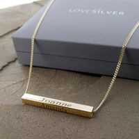 3D Horizontal Engraved Name Bar Pendant With Chain