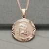 9ct Rose Gold Plated 20mm Diamond Cut St Christopher Pendant With Optional Personalisation and Chain
