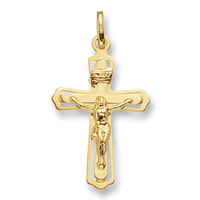 9ct Solid Gold Layered Crucfix Pendant & Optional Chain