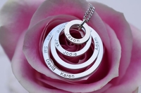 9ct Solid White Gold Four Disc Family Pendant Necklace
