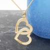 9ct Solid Yellow Gold Engraved Vertical Double Heart Pendant & Optional Chain