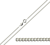 9ct White Gold 1.1mm Diamond Cut Curb Chain