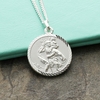 9ct White Gold Diamond Cut 18mm St Christopher Pendant With Optional Engraving and Chain