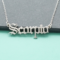 9ct White Gold Gothic Old English Zodiac Necklace