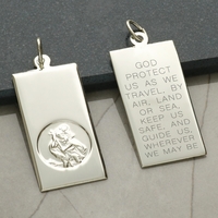9ct White Gold Large St Christopher Ingot With Travellers Prayer Optional Engraving and Chain