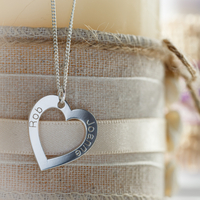 9ct White Gold Personalised Heart Necklace