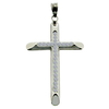9ct White Gold Plated on Sterling Silver CZ Set Cross Pendant With Optional Chain
