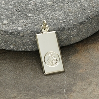 9ct White Gold Small St Christopher Ingot With Optional Engraving and Chain