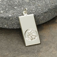 9ct White Gold St Christopher Ingot With Optional Engraving and Chain