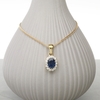 9ct Yellow Gold & Diamond Cluster Set Oval Sapphire Pendant With Optional Chain