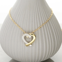 9ct Yellow Gold Diamond Set Heart Pendant & Chain
