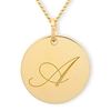 9ct Yellow Gold Engraved Initial Disc & Optional Chain