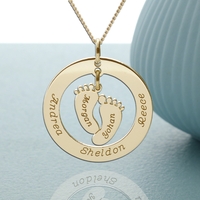 9ct Yellow Gold Family Necklace With Hanging Baby Feet
