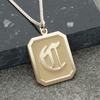 9ct Yellow Gold Plated 3D Gothic Initial Tag Necklace With Optional Engraving