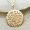 9ct Yellow Gold Plated 3D Tree of Life Filigree Disc Family Necklace