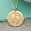 9ct Yellow Gold Plated Engraved 3D Baby Feet Necklace