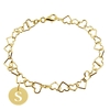 9ct Yellow Gold Plated Light Heart Charm Bracelet With Initial Disc Charm
