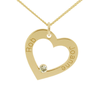 9ct Yellow Gold Plated Personalised Heart Necklace With CZ Crystal