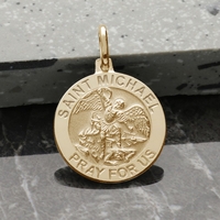 9ct Yellow Gold Plated St Michael Medal With Optional Engraving and Chain