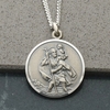 Antique Finish Sterling Silver 24mm St Christopher Pendant With Optional Engraving and Chain