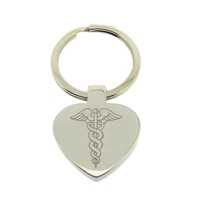 Mirror Polished Heart Medic Aware Keyring