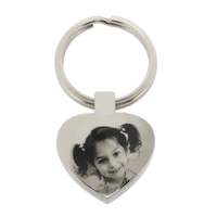 Mirror Polished Photo Engraved Heart Keyring