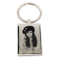 Mirror Polished Photo Engraved Rectangle Keyring
