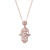 Rose Gold Plated Cabouchon Hamsa Pendant With White CZ Stones