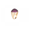 Rose Gold Plated Dome Cocktail Ring With Red & White Pave CZ Stones