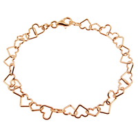 Rose Gold Plated Heart Link Charm Bracelet