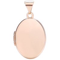 Solid Rose Gold Large Oval Locket & Optional Back Engraving & Chain