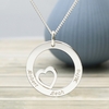 Solid White Gold Heart Disc Personalised Necklace