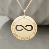 Solid Yellow Gold Personalised Infinity Disc Pendant