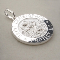 Sterling Silver 15mm 3D St Christopher Pendant With Optional Engraving and Chain