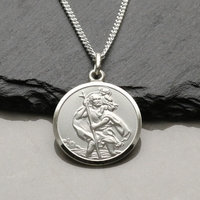 Sterling Silver 20mm St Christopher Pendant With Optional Engraving and Chain