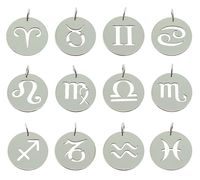 Sterling Silver 24mm Round Zodiac Pendant With Optional Chain
