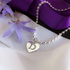 Sterling Silver Bead Ball Bracelet With Initial Heart Charm 