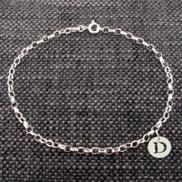 Sterling Silver Belcher Bracelet With Initial Disc Charm
