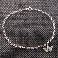 Sterling Silver Belcher Bracelet With Butterfly Charm 