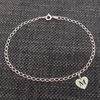 Sterling Silver Curb Anklet With Initial Heart Charm 
