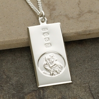 Sterling Silver Custom Hallmarked Large St Christopher Ingot With Optional Engraving and Chain