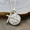 Sterling Silver Diamond Cut 16mm St Christopher & Cross Pendants With Optional Engraving and Chain