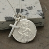 Sterling Silver Diamond Cut 20mm St Christopher & Cross Pendants With Optional Engraving and Chain