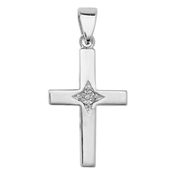Sterling Silver Diamond Set Cross Pendant With Optional Chain