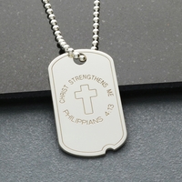 Sterling Silver Dog Tag With Cross With Optional Engraving & Chain